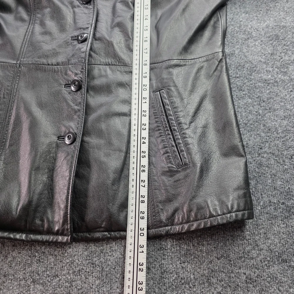 Wilsons Leather Jacket Black Car Coat Blazer Vintage Y2K Genuine Leather XL Mens
